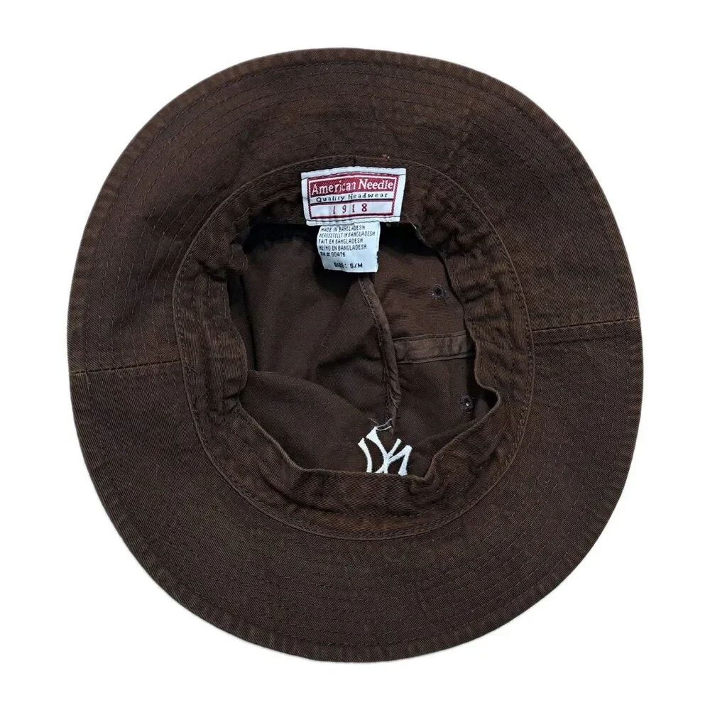 New York Yankees American Needle Mens Bucket Hat Brown Cotton Size Small/Medium
